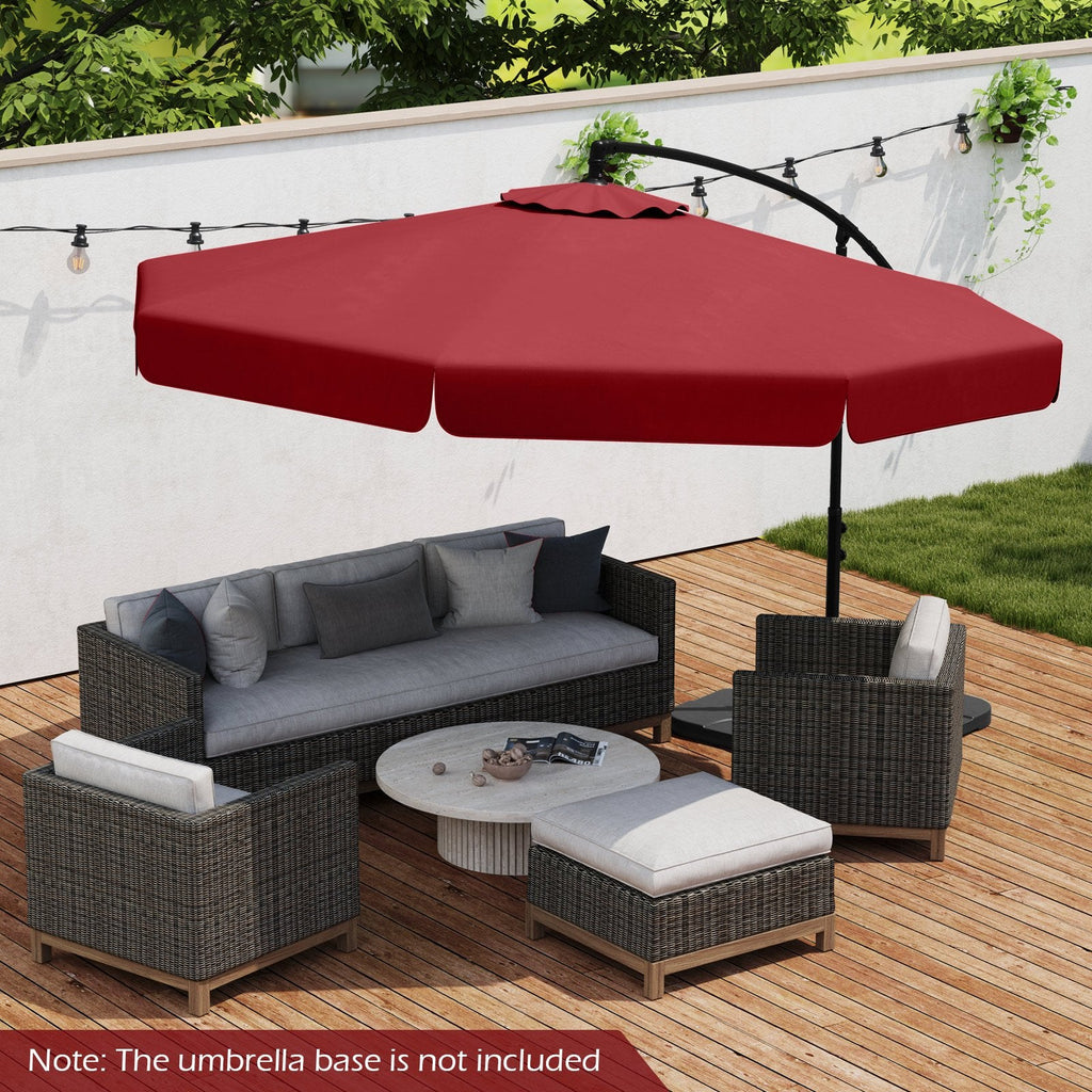 10 Feet Patio Cantilever Umbrella with Cover Tilt Adjustment and Ruffled Edge-Beige