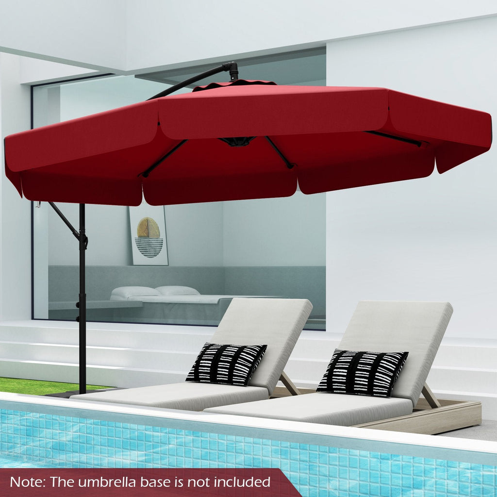 10 Feet Patio Cantilever Umbrella with Cover Tilt Adjustment and Ruffled Edge-Beige