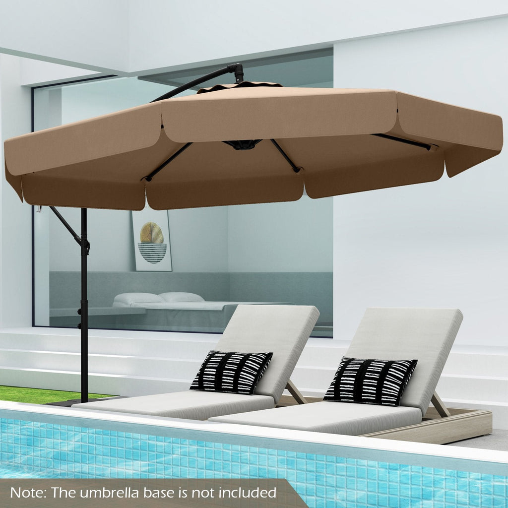 10 Feet Patio Cantilever Umbrella with Cover Tilt Adjustment and Ruffled Edge-Beige