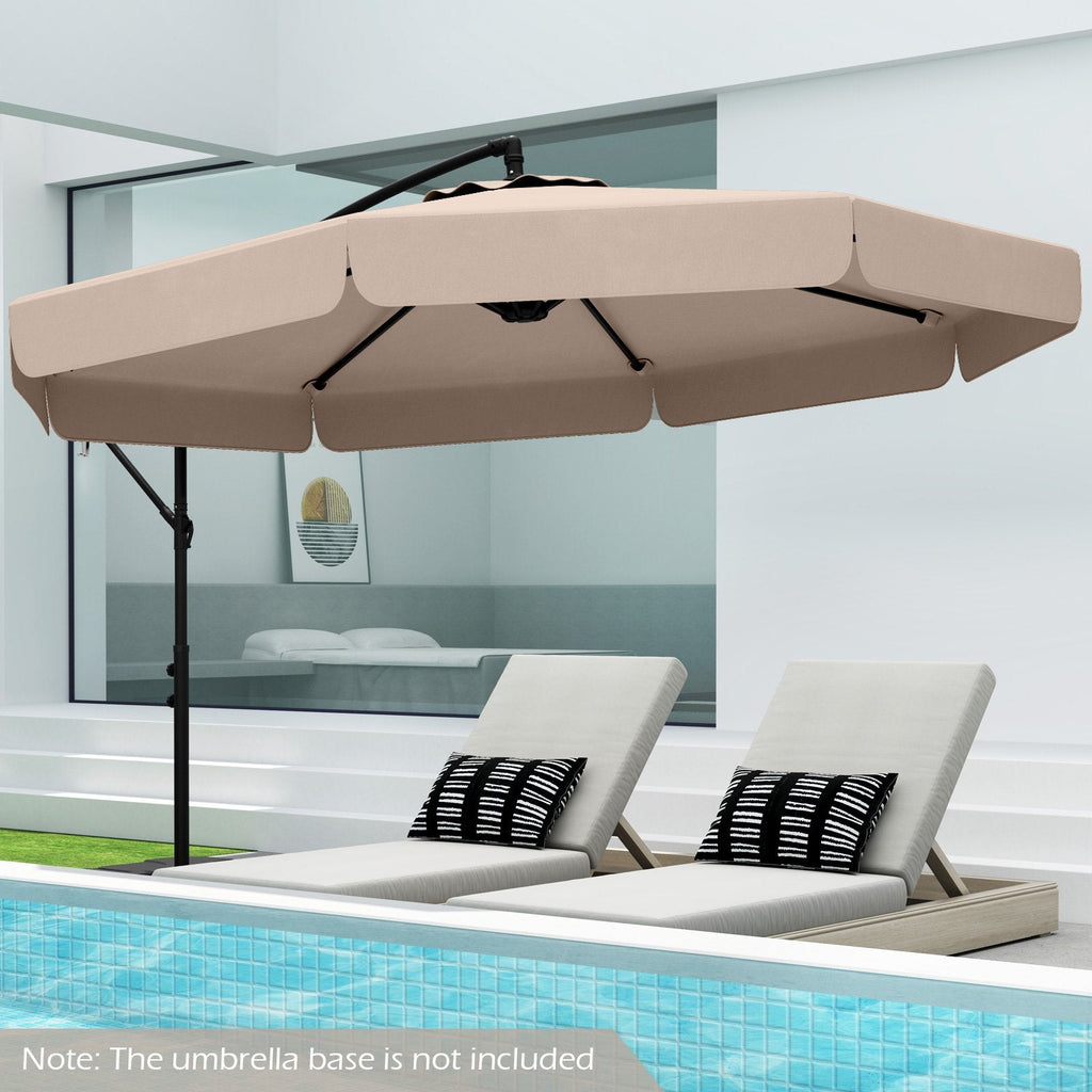 10 Feet Patio Cantilever Umbrella with Cover Tilt Adjustment and Ruffled Edge-Beige