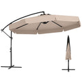 10 Feet Patio Cantilever Umbrella with Cover Tilt Adjustment and Ruffled Edge-Beige