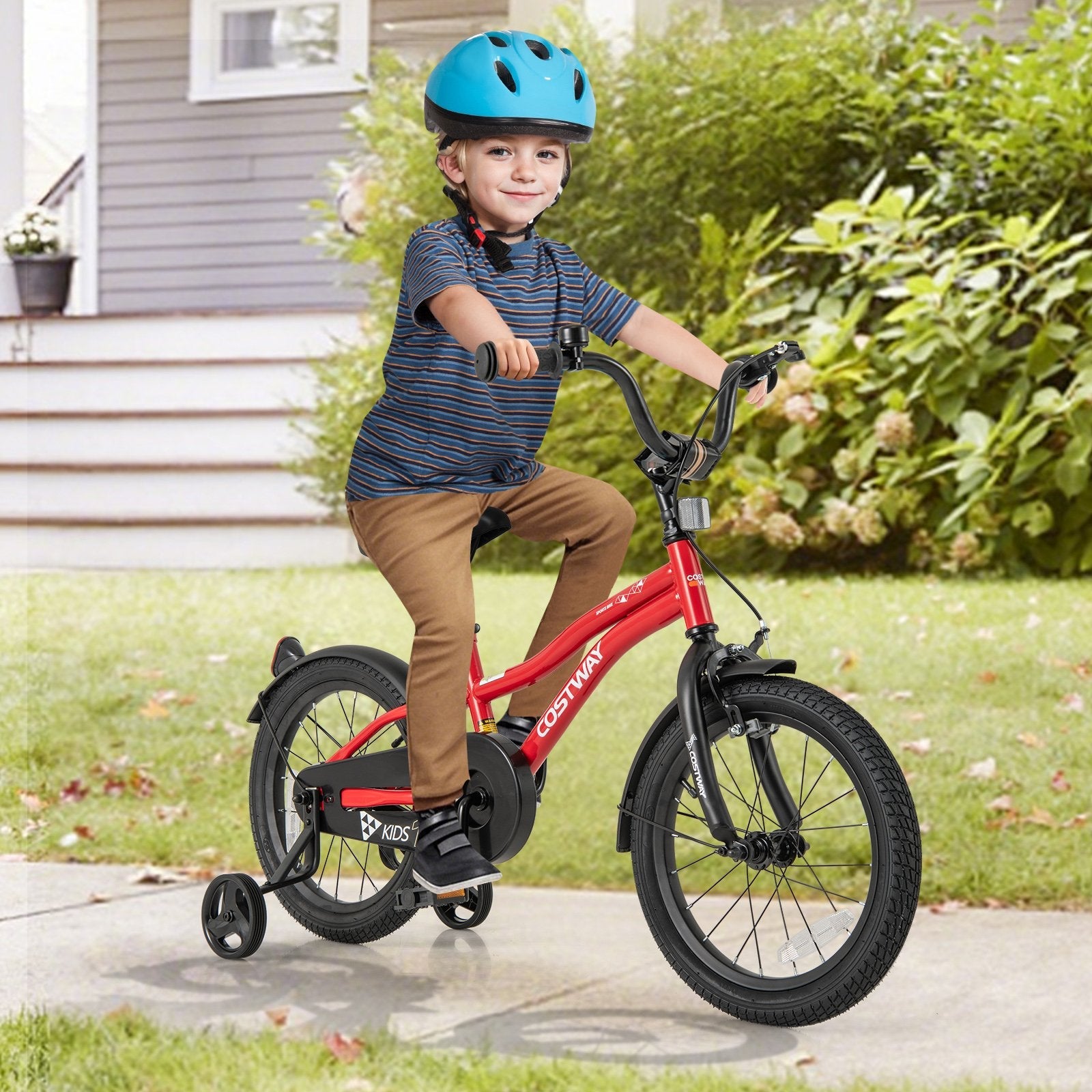 18 Inch Kids Bike Adjustable Bicycle with Reflectors and Bell for 4-8 Years Old