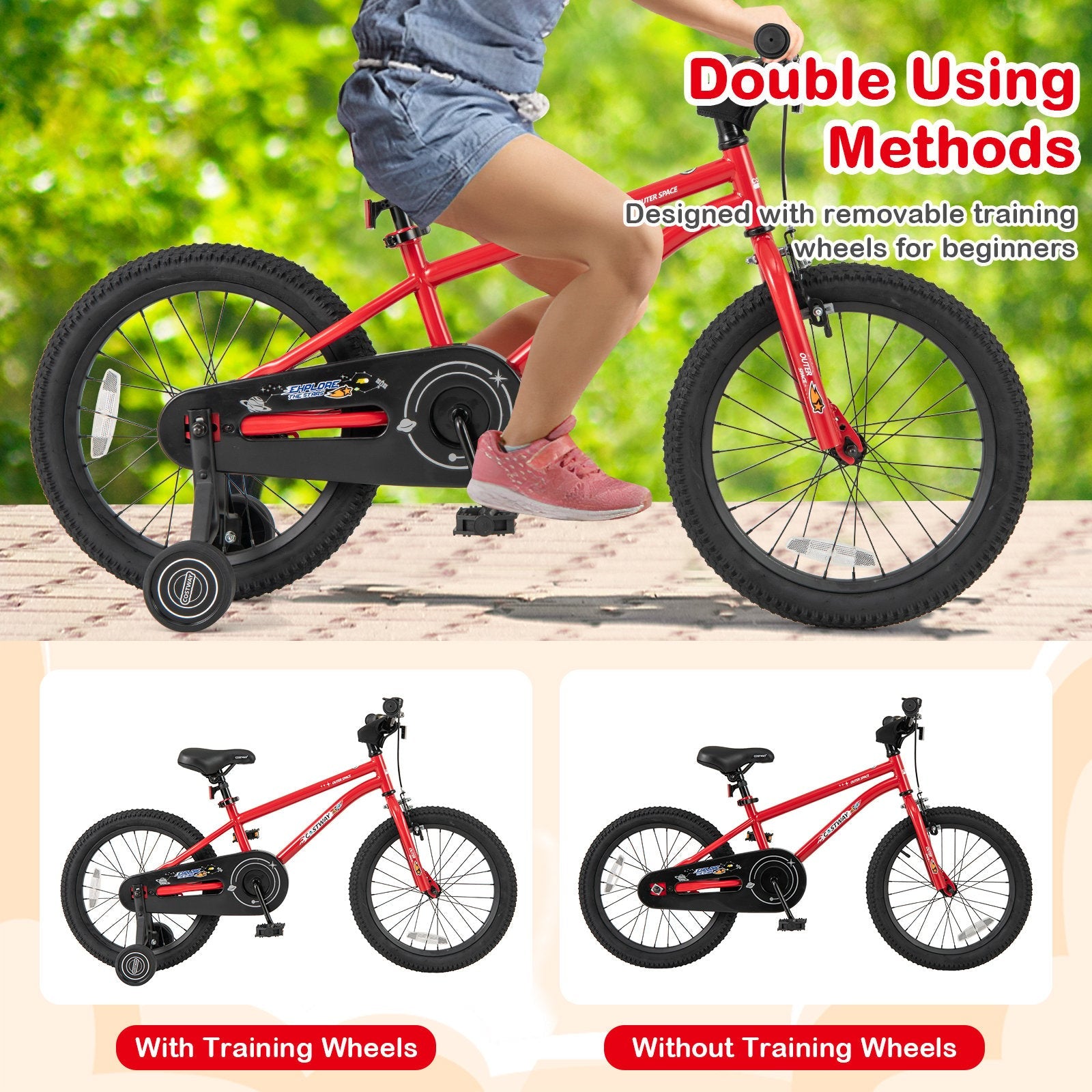 16-Inch Kids Bike Ages 4-7 with Handbrake and Coaster Brake and Bell Ring-16 inches
