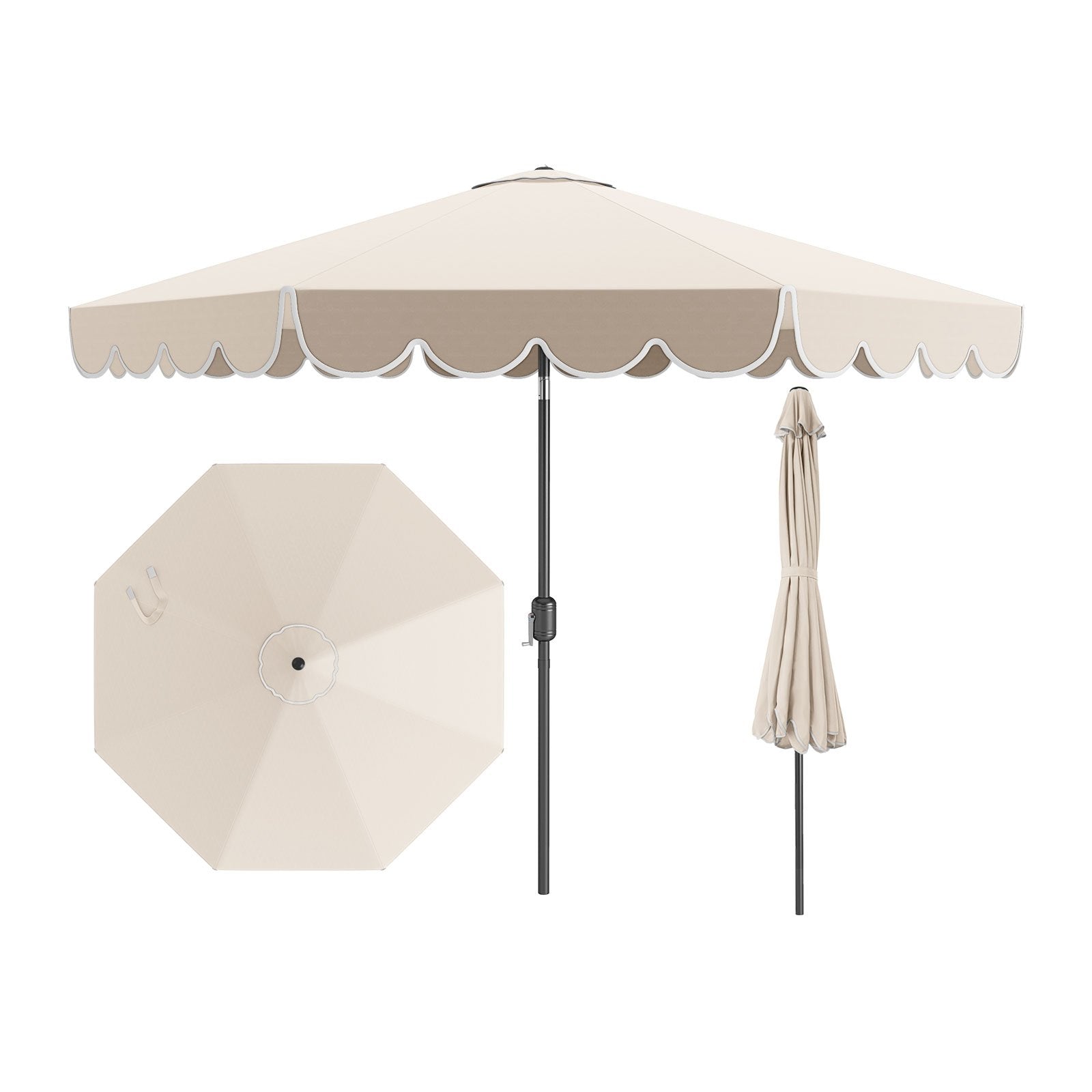 10 Feet Patio Umbrella Outdoor Market Umbrella with Crank Tilt Adjustment-Beige