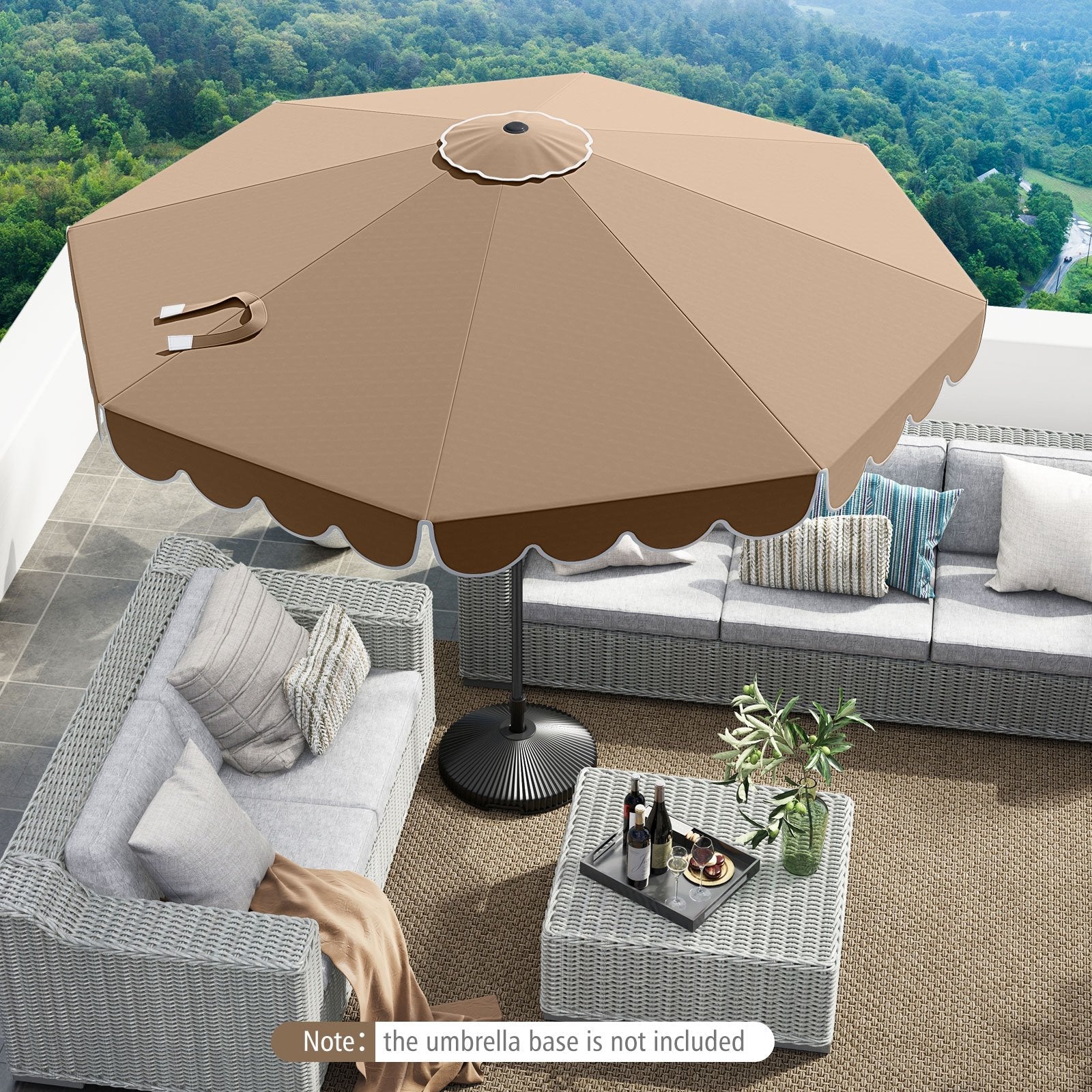 10 Feet Patio Umbrella Outdoor Market Umbrella with Crank Tilt Adjustment-Beige