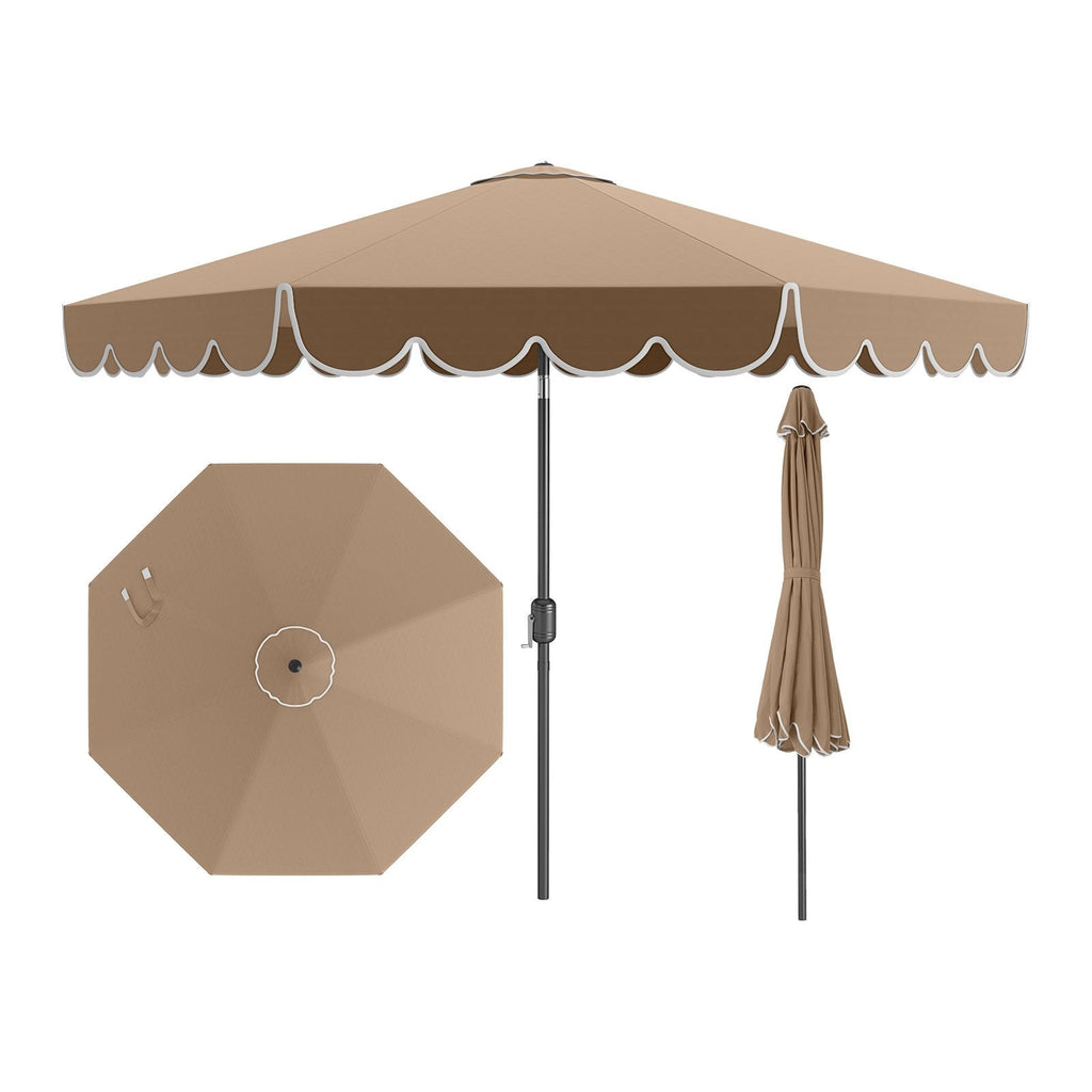 10 Feet Patio Umbrella Outdoor Market Umbrella with Crank Tilt Adjustment-Beige