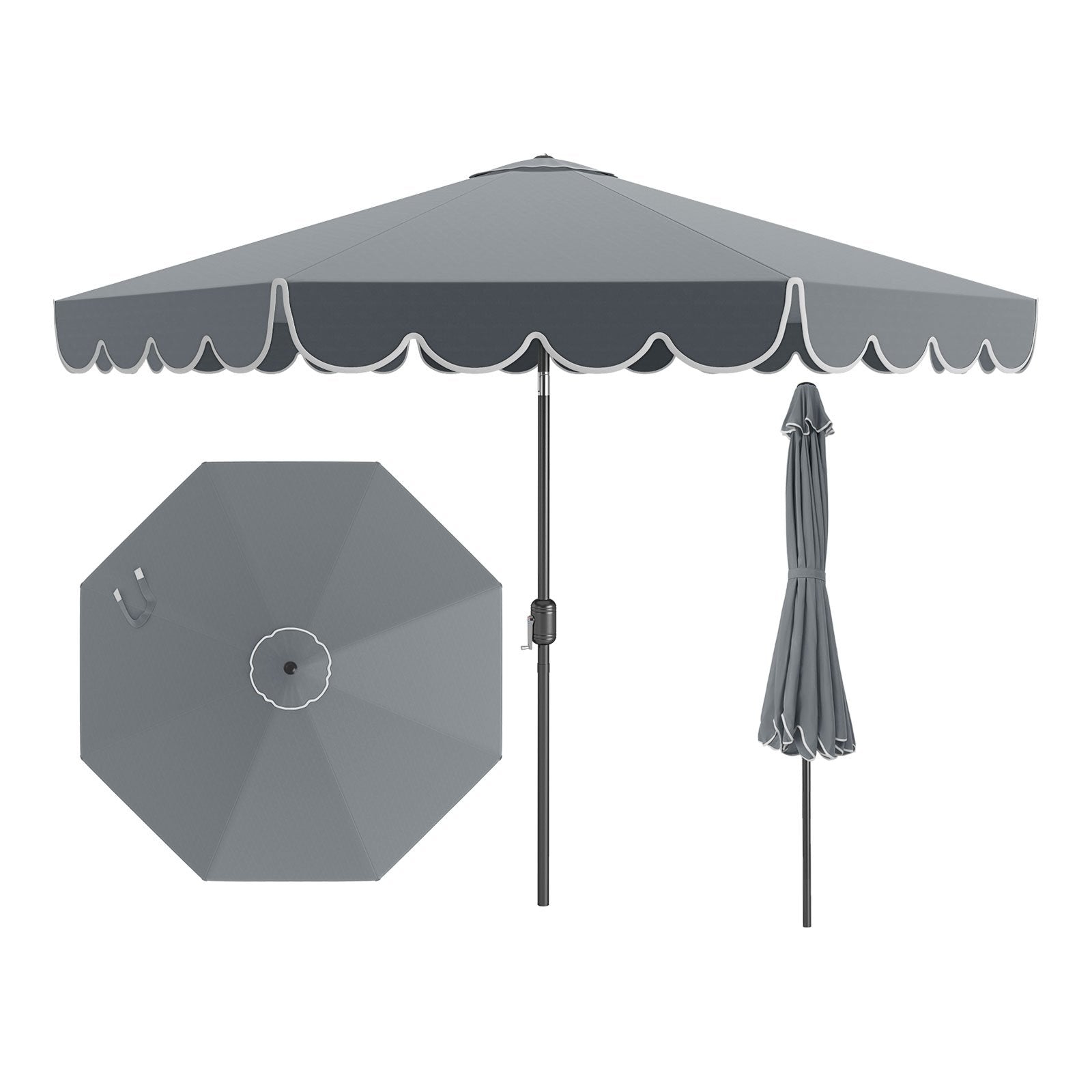 10 Feet Patio Umbrella Outdoor Market Umbrella with Crank Tilt Adjustment-Beige