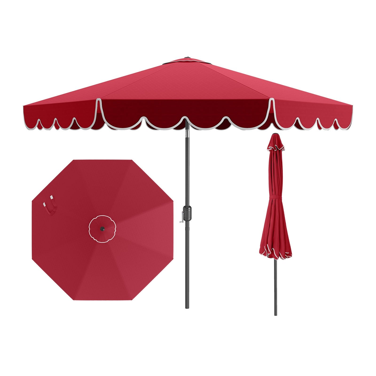 10 Feet Patio Umbrella Outdoor Market Umbrella with Crank Tilt Adjustment-Beige