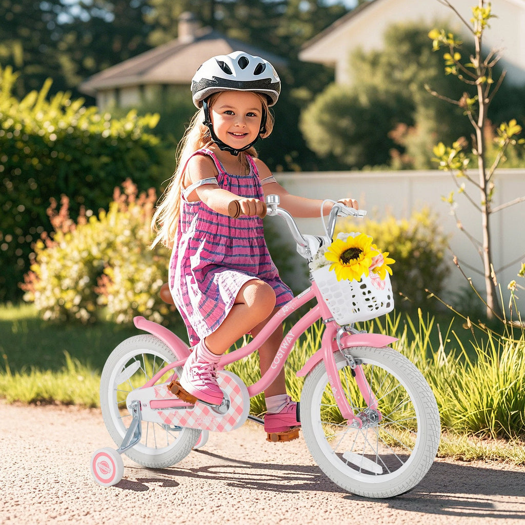 12 Inch Kids Bike with Training Wheels and Basket for Boys Girls 3-4 Years Old