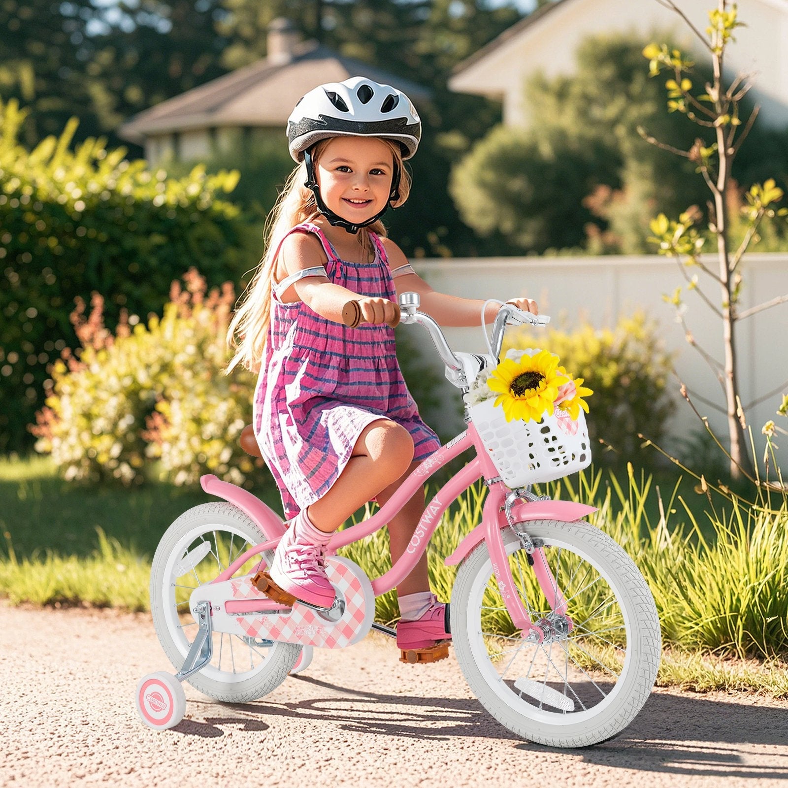 12 Inch Kids Bike with Training Wheels and Basket for Boys Girls 3-4 Years Old