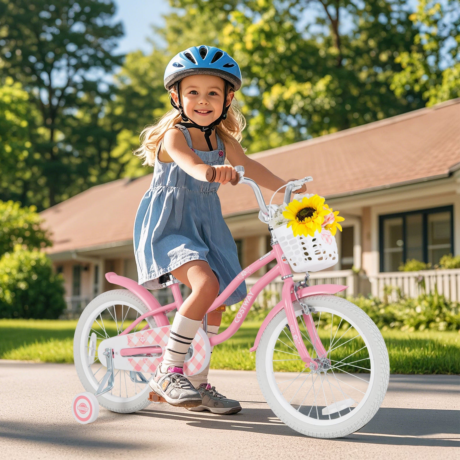 12 Inch Kids Bike with Training Wheels and Basket for Boys Girls 3-4 Years Old
