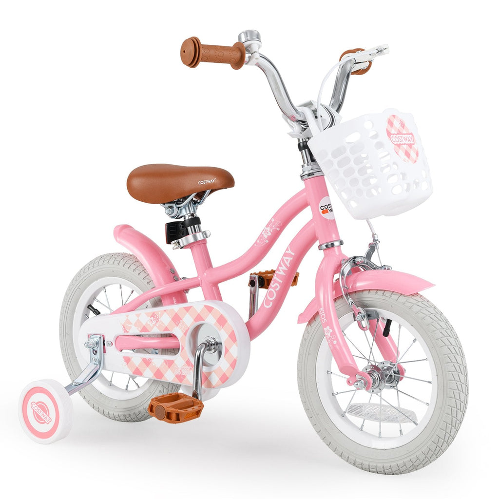 12 Inch Kids Bike with Training Wheels and Basket for Boys Girls 3-4 Years Old