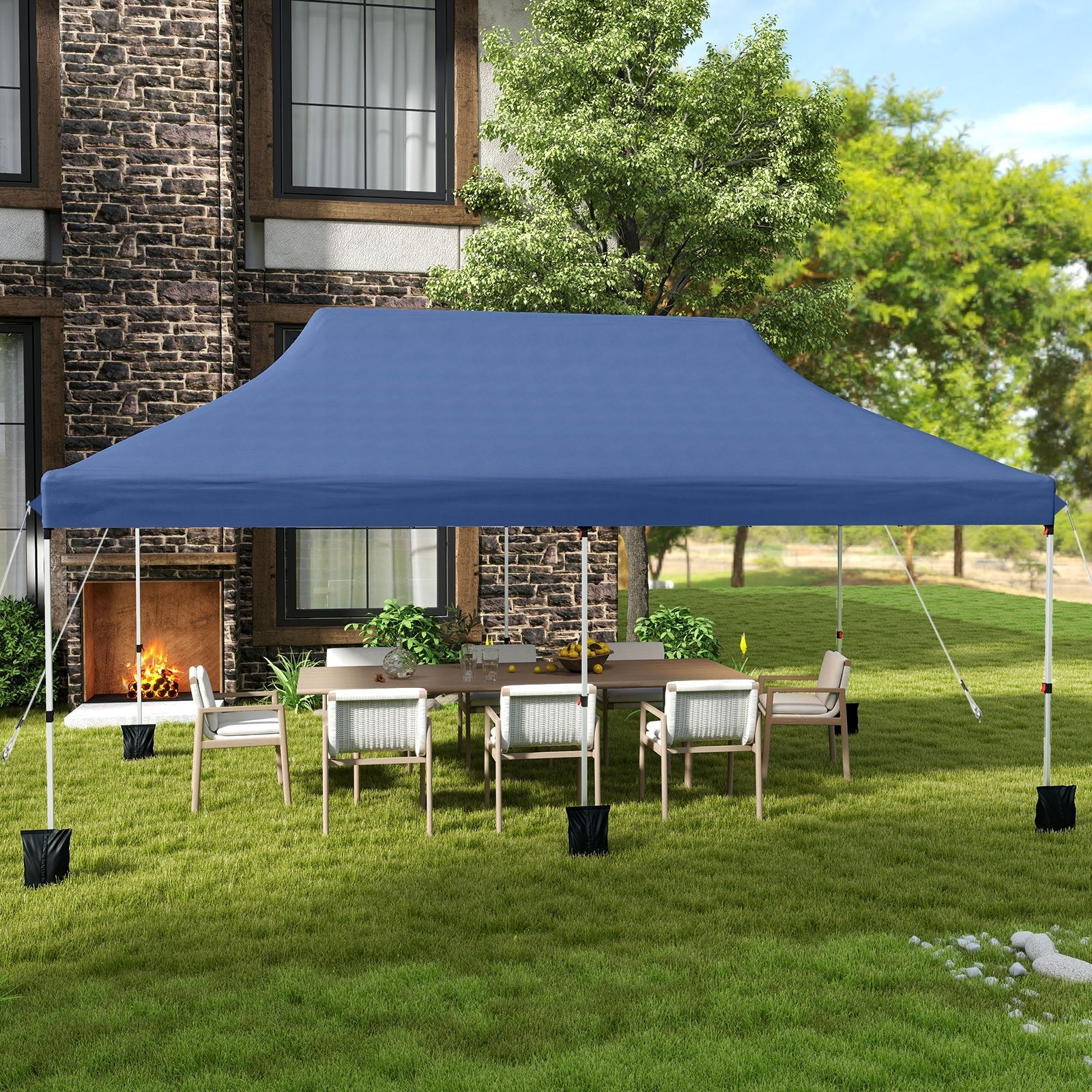 10 X 20 FT Pop up Canopy Tent Foldable Portable Outdoor Gazebo with Carry Bag-Black