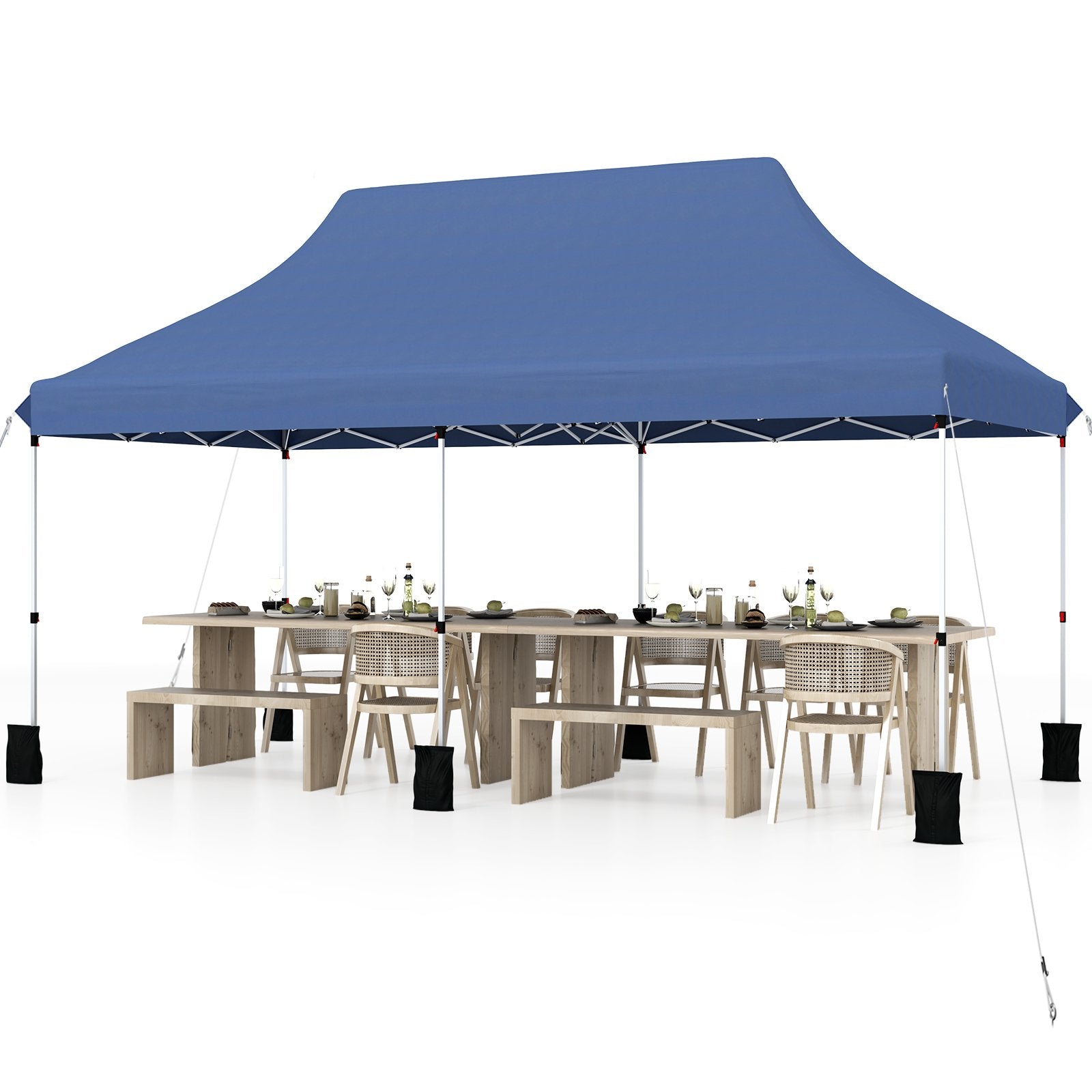 10 X 20 FT Pop up Canopy Tent Foldable Portable Outdoor Gazebo with Carry Bag-Black
