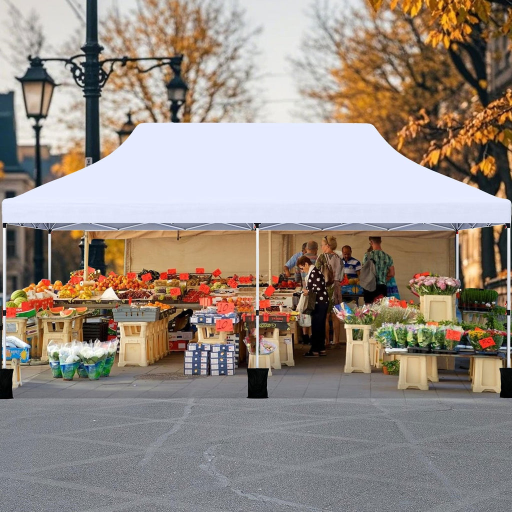 10 X 20 FT Pop up Canopy Tent Foldable Portable Outdoor Gazebo with Carry Bag-Black