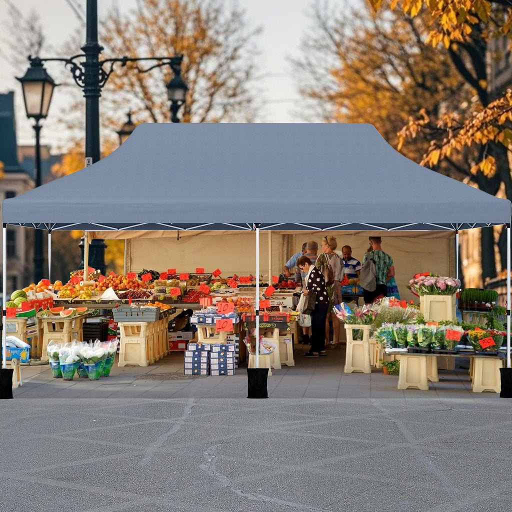 10 X 20 FT Pop up Canopy Tent Foldable Portable Outdoor Gazebo with Carry Bag-Black