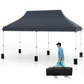 10 X 20 FT Pop up Canopy Tent Foldable Portable Outdoor Gazebo with Carry Bag-Black