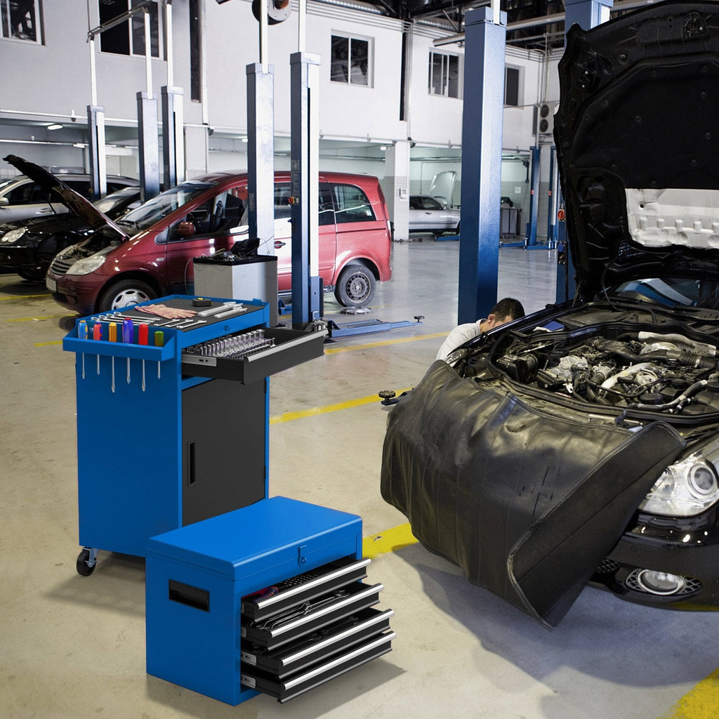 2-in-1 Tool Chest and Cabinet with 5 Sliding Drawers-Black