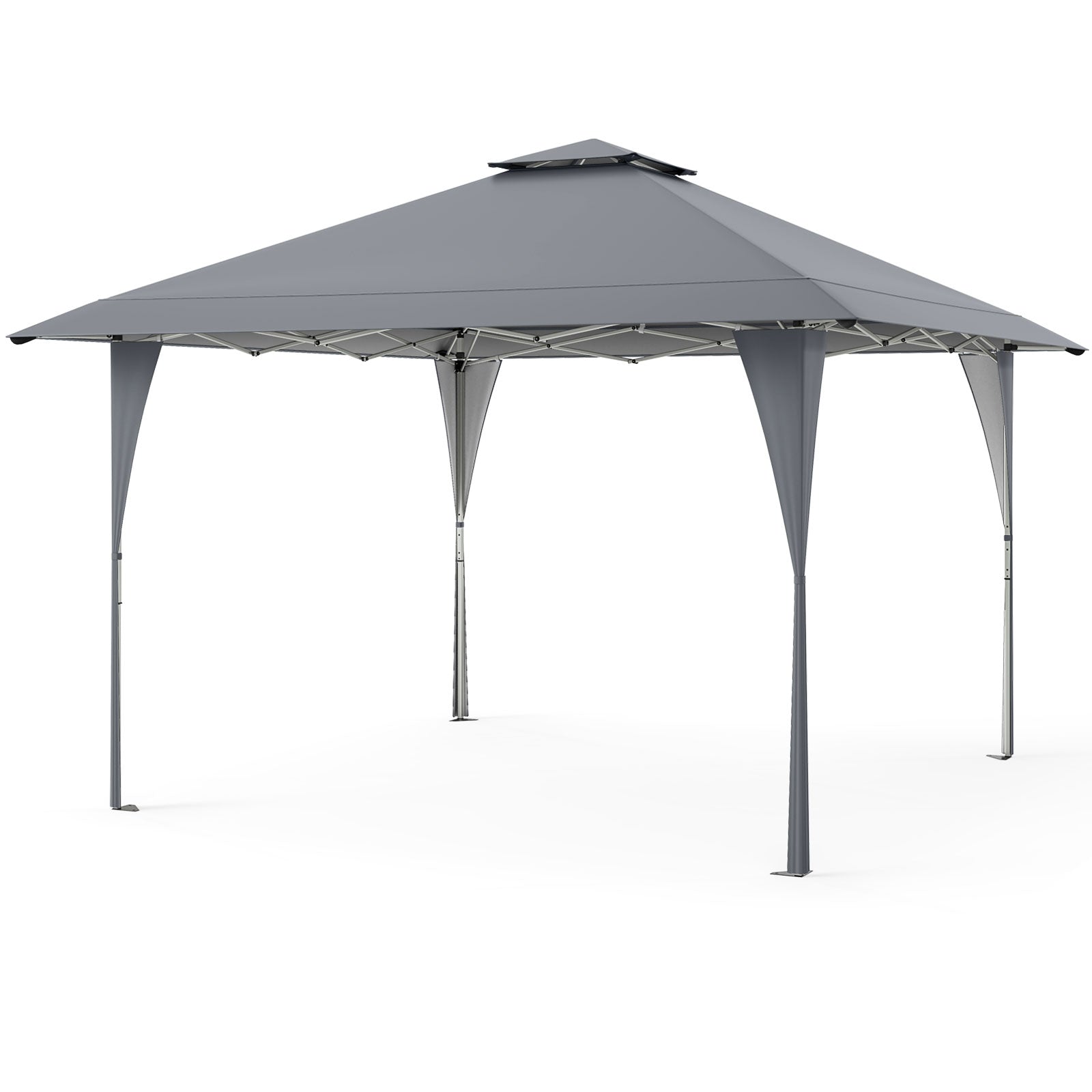 13 X 13 FT Pop up Gazebo with Portable Carrying Bag 8 Stakes and 4 Wind Ropes-Gray