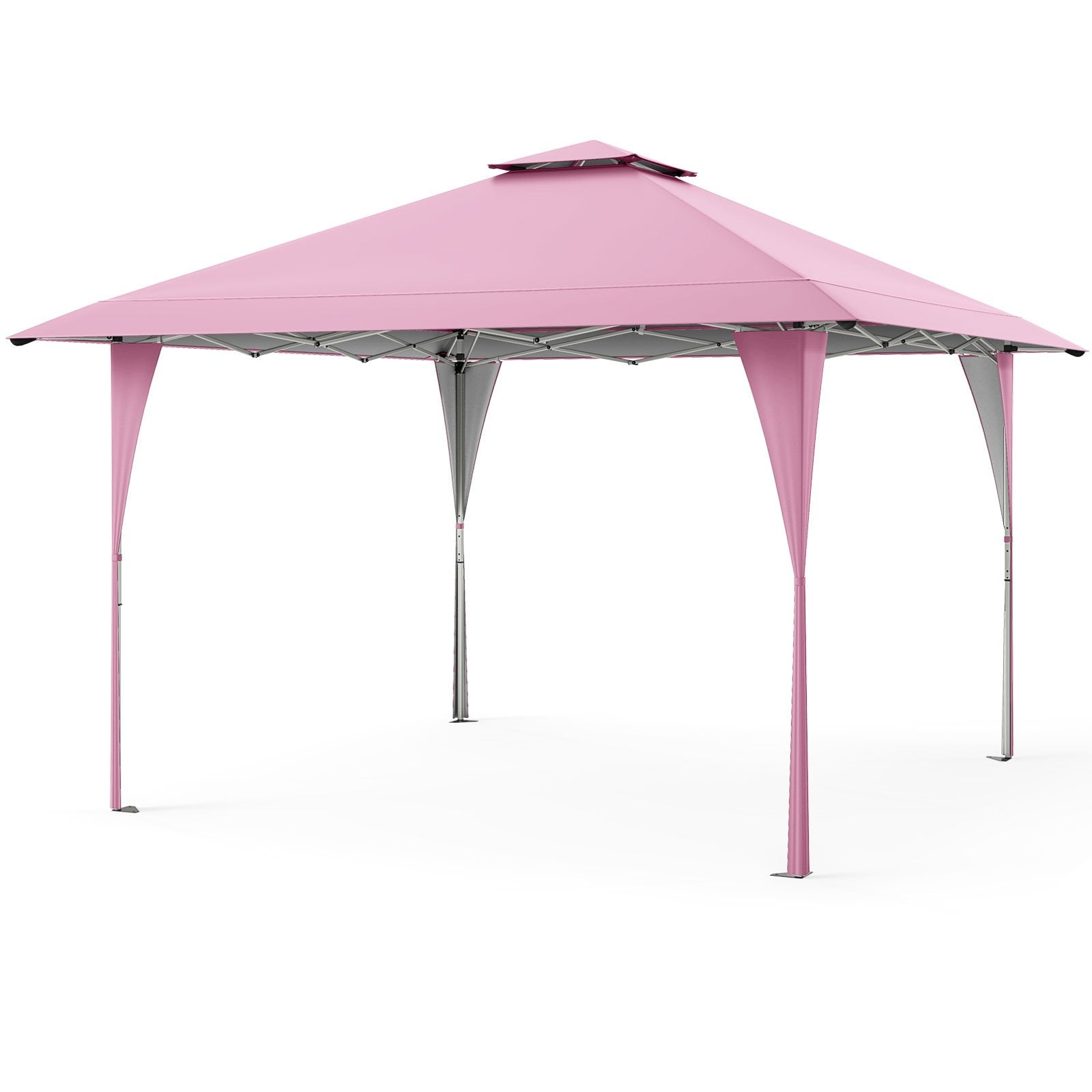 13 X 13 FT Pop up Gazebo with Portable Carrying Bag 8 Stakes and 4 Wind Ropes-Gray