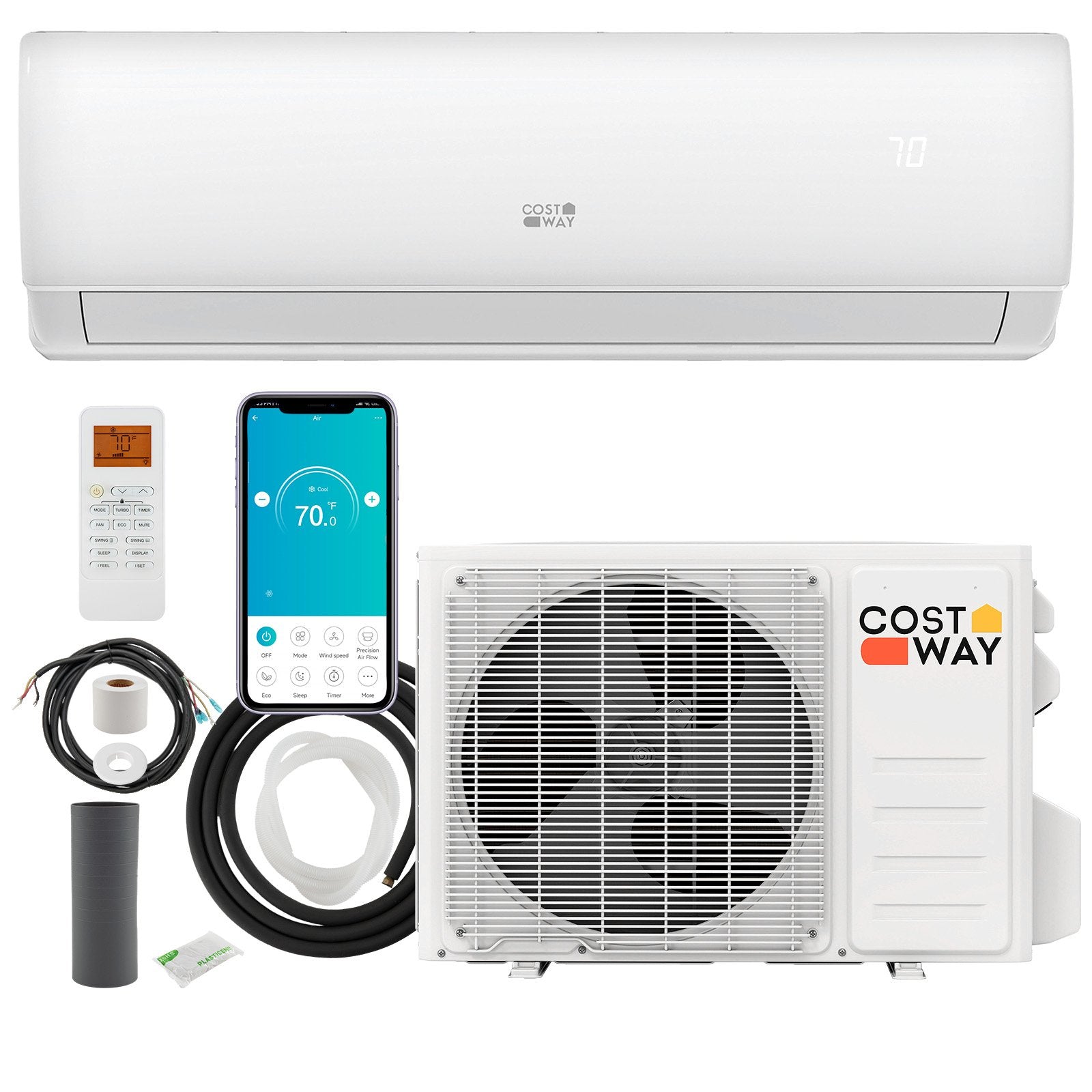 11500 BTU 115V Mini Split Air Conditioner and Heater Pump System Wifi Enabled
