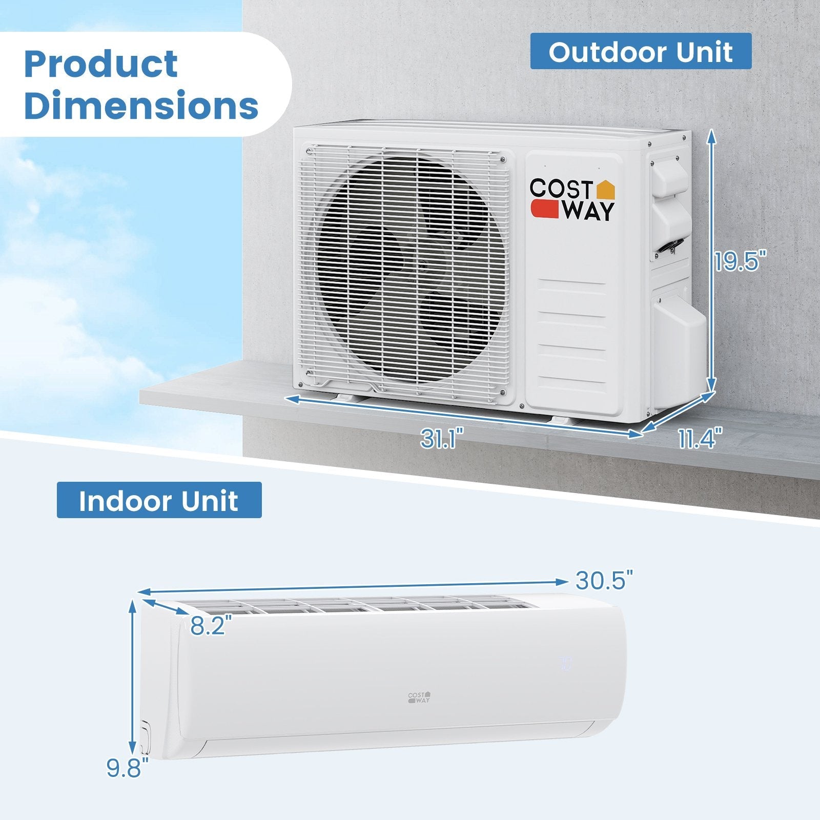 11500 BTU 115V Mini Split Air Conditioner and Heater Pump System Wifi Enabled