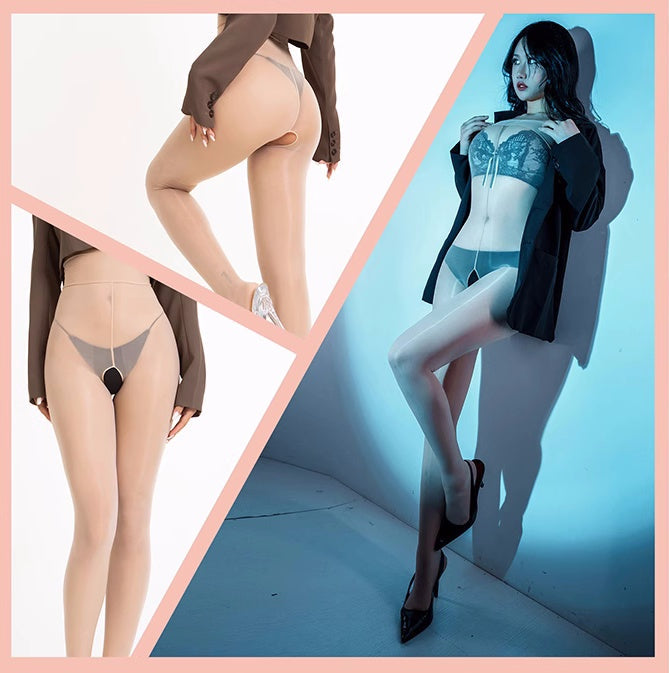 20D Crotchless High Waist Pantyhose Tights