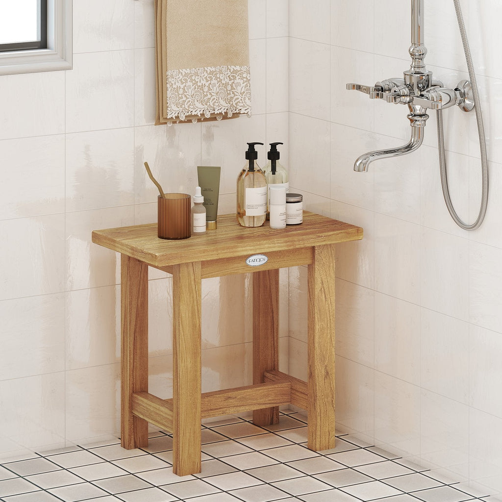 20 inch Teak Shower Bench Waterproof Shower Stool for Shaving Legs
