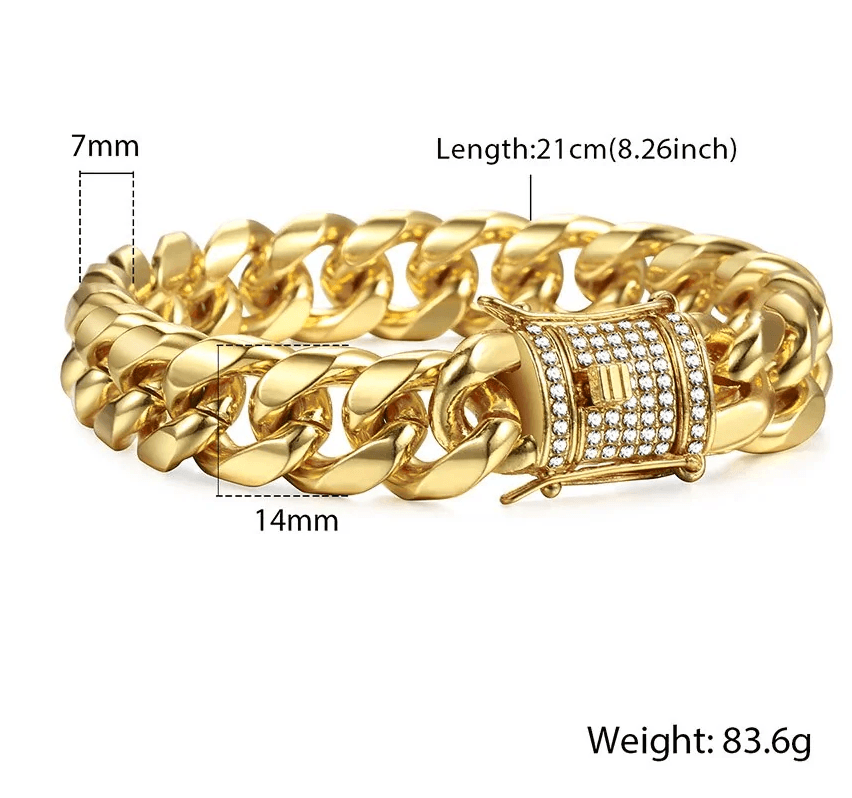 18k Gold & Diamond Laced Cuban Chain Bracelet