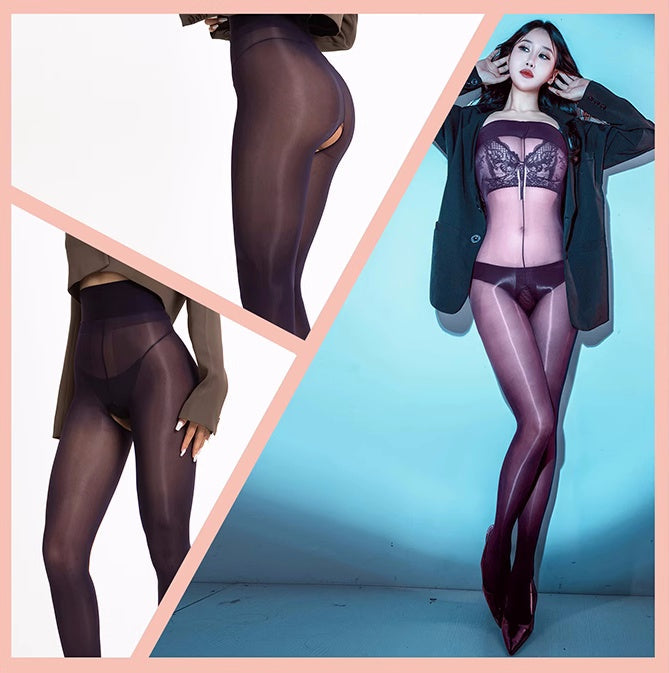 20D Crotchless High Waist Pantyhose Tights
