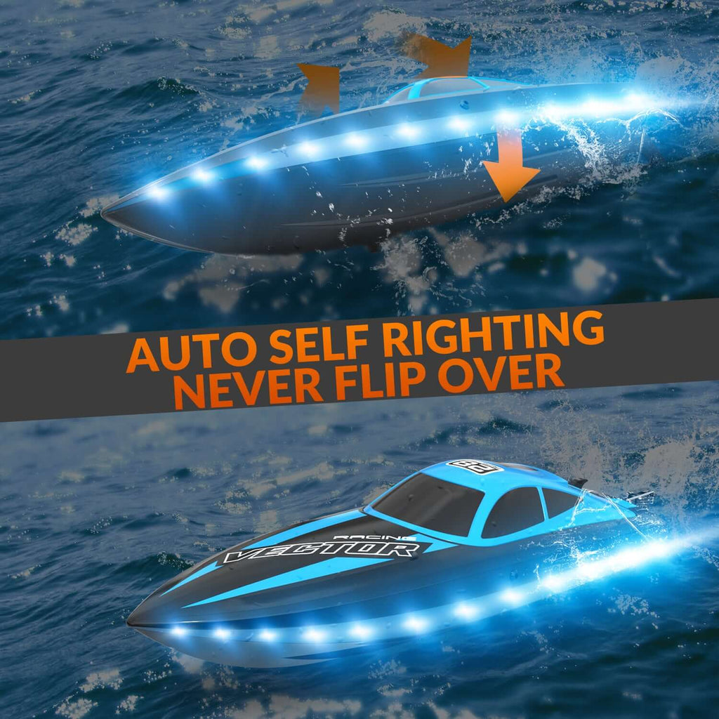 20mph RC Boat with LED Lights for Pools and Lakes - Fast and Fun!