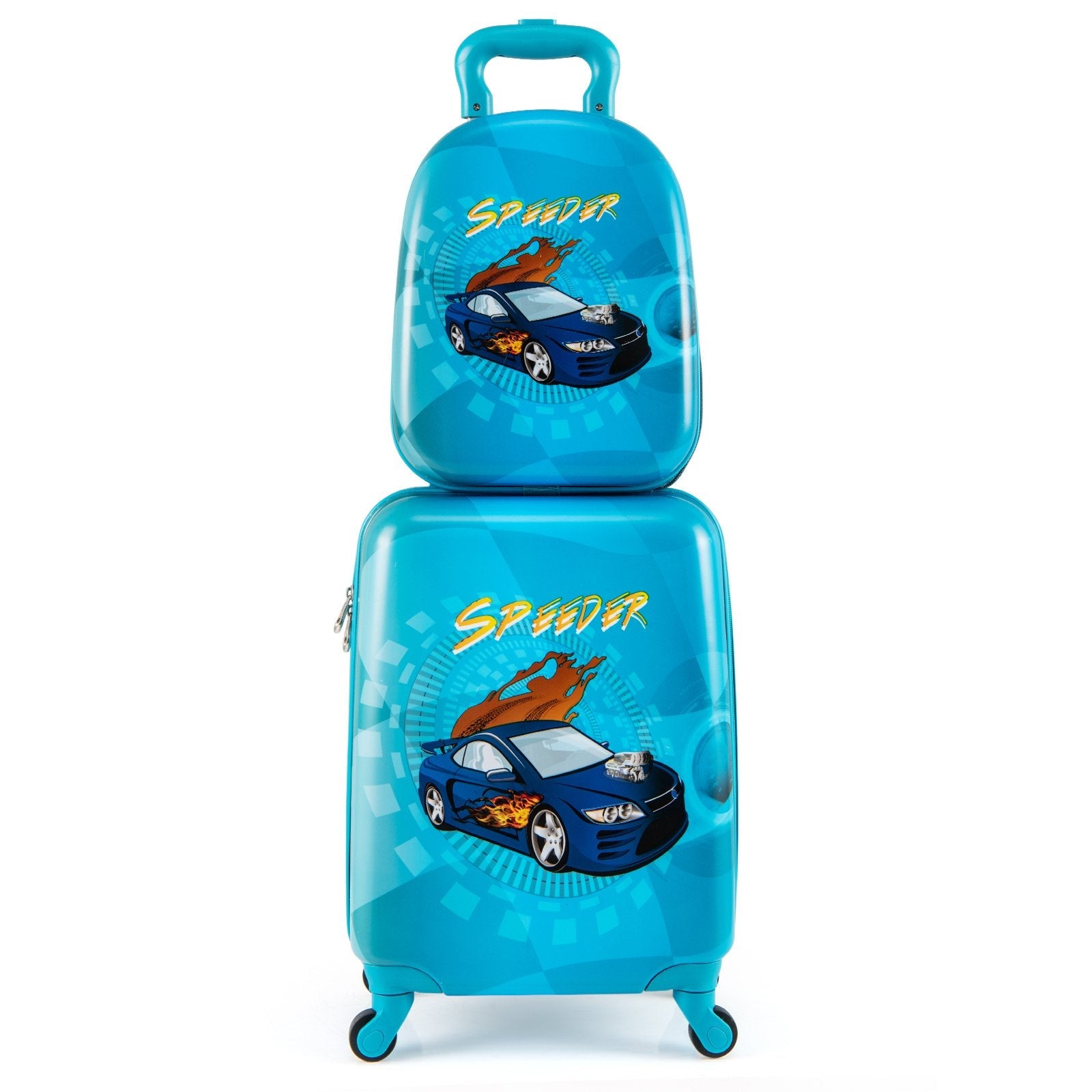 2 PCS Kid Luggage Set With Spinner Wheels for Children Boys Girls-Blue