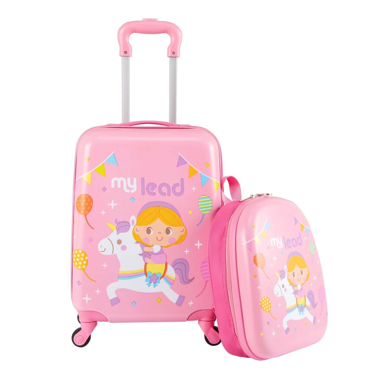 2 PCS Kid Luggage Set With Spinner Wheels for Children Boys Girls-Blue