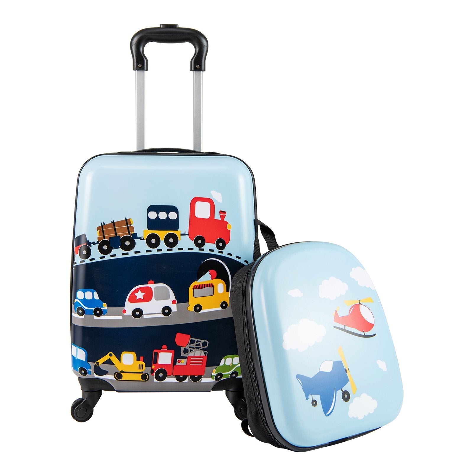 2 PCS Kid Luggage Set With Spinner Wheels for Children Boys Girls-Blue