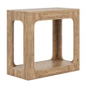 2-Tier End Table with Storage Shelf for Living Room-Oak