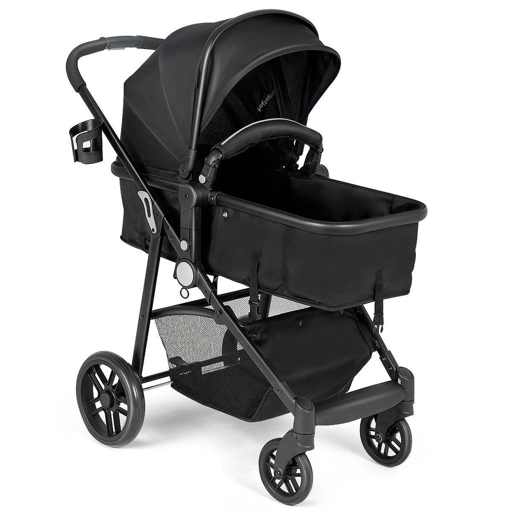 2 in 1 Foldable Pushchair Newborn Infant Baby Stroller-Black