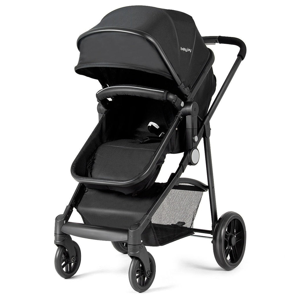 2 in 1 Foldable Pushchair Newborn Infant Baby Stroller-Black
