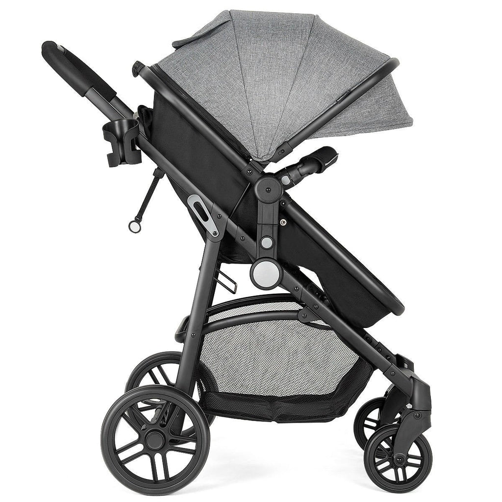 2 in 1 Foldable Pushchair Newborn Infant Baby Stroller-Black