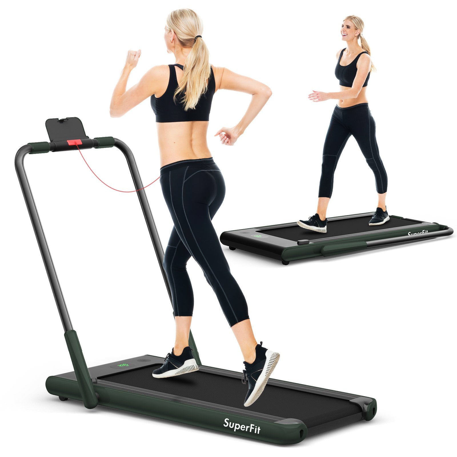 2-in-1 Folding Treadmill with Remote Control and LED Display-Black