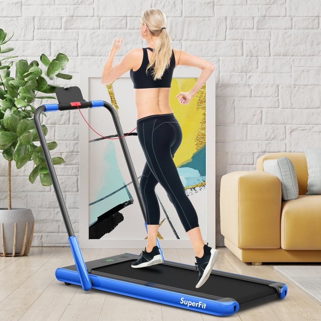 2-in-1 Folding Treadmill with Remote Control and LED Display-Black