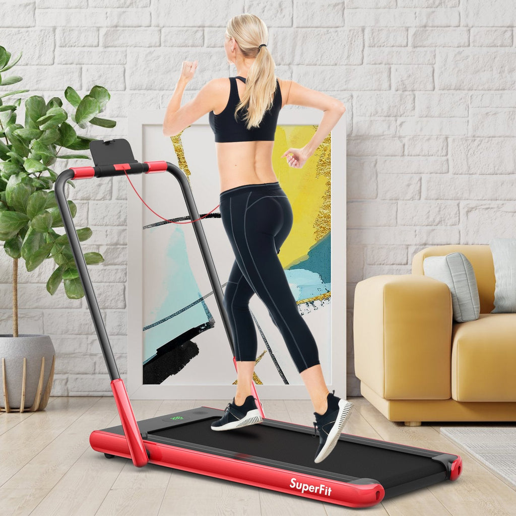 2-in-1 Folding Treadmill with Remote Control and LED Display-Black