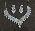 0284 White pearl diamond bridal accessories set
