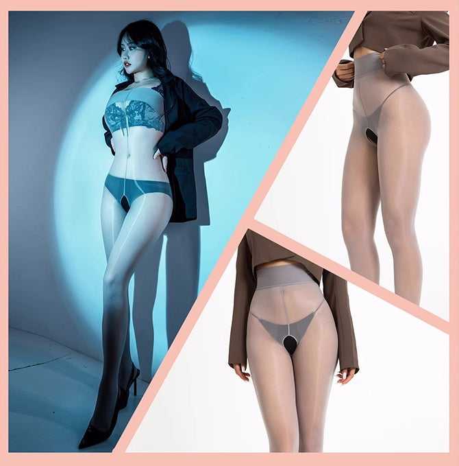 20D Crotchless High Waist Pantyhose Tights