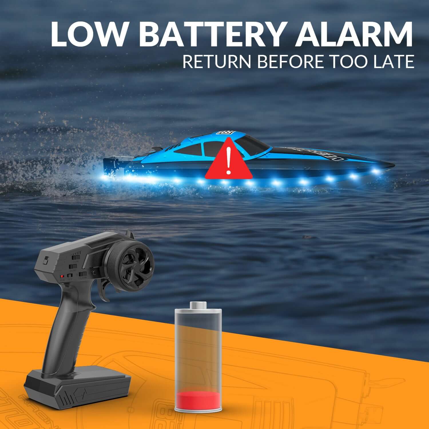 20mph RC Boat with LED Lights for Pools and Lakes - Fast and Fun!