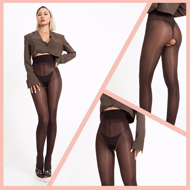 20D Crotchless High Waist Pantyhose Tights