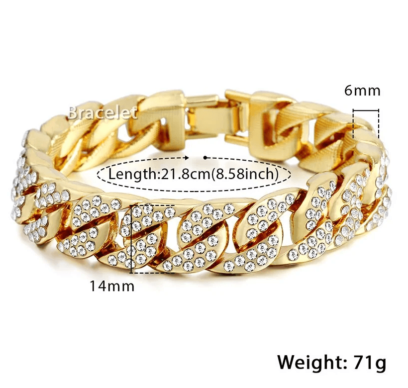18k Gold & Diamond Laced Cuban Chain Bracelet