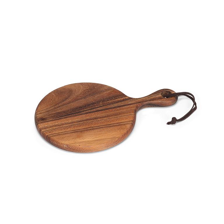 10" Round Acacia Wood Serving Board with Handle – Charcuterie & Cheese Board
