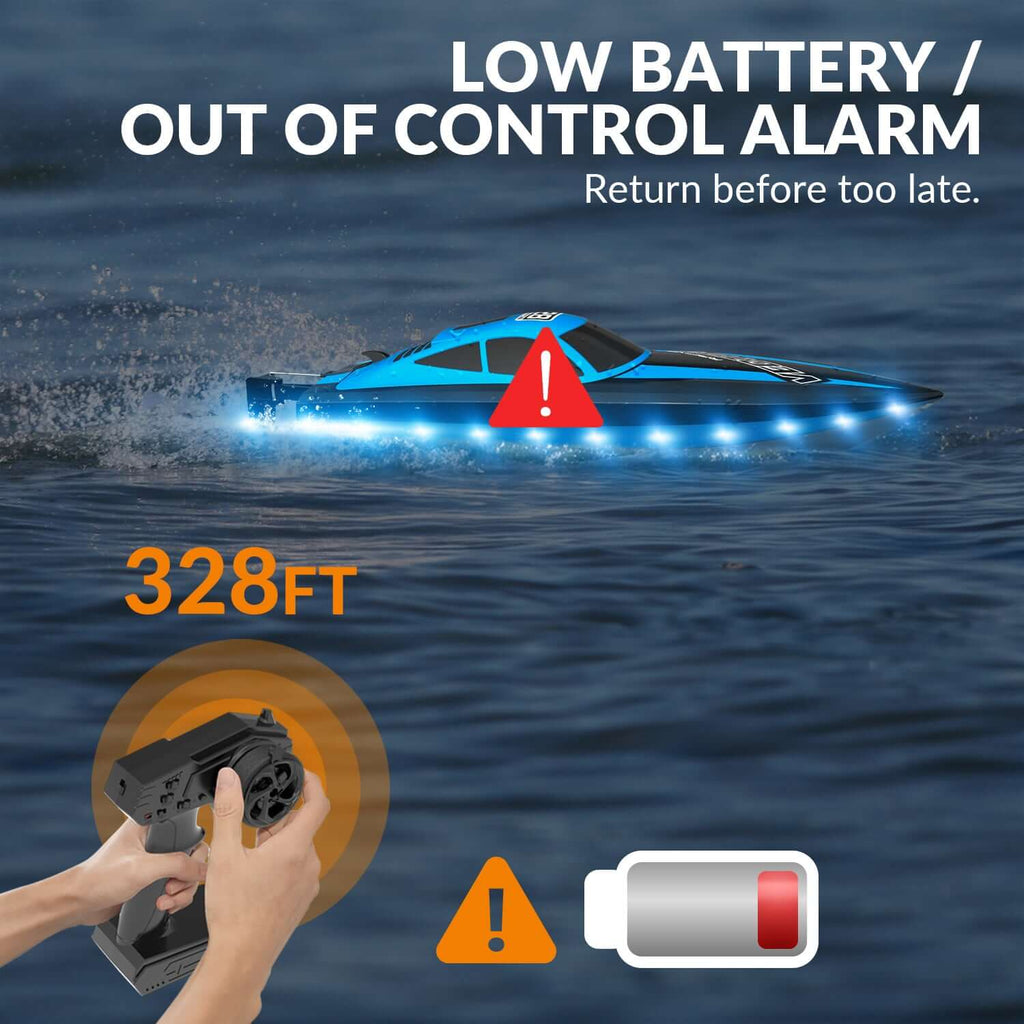 20mph RC Boat with LED Lights for Pools and Lakes - Fast and Fun!