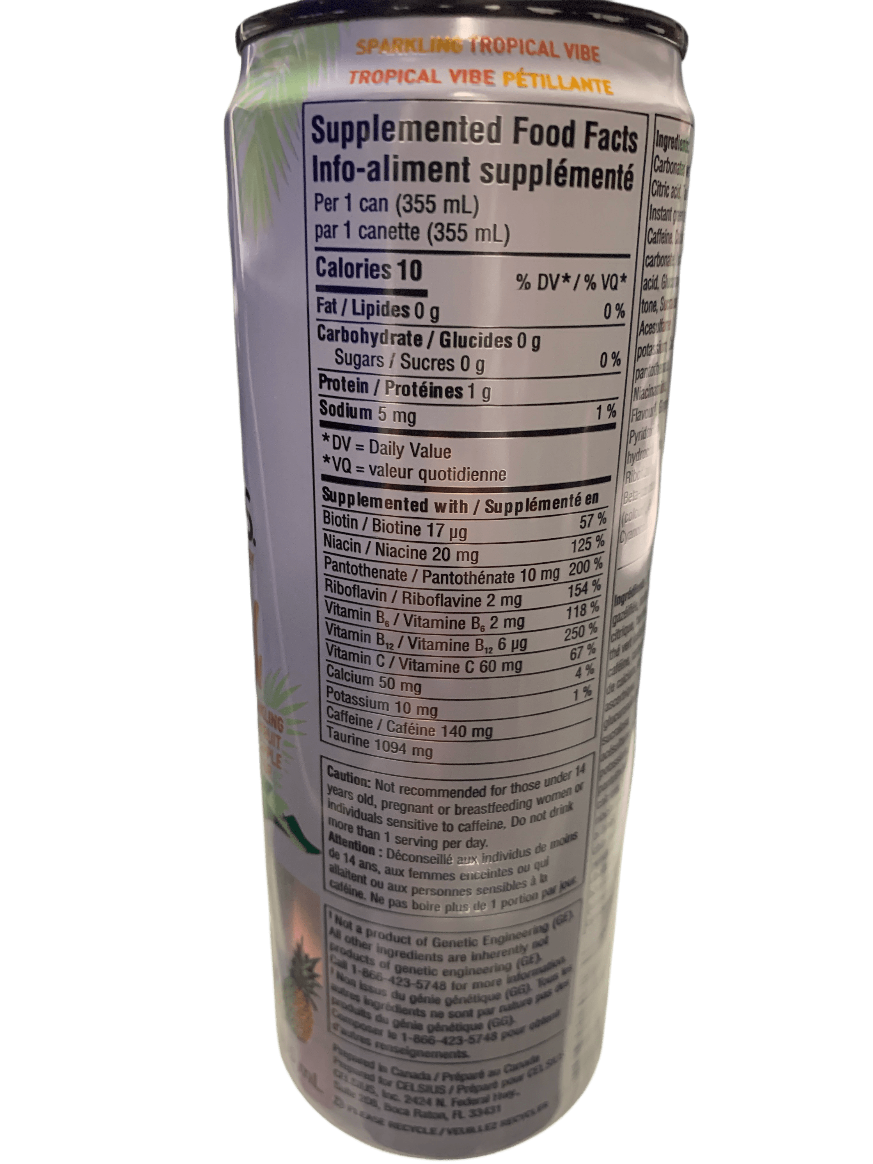 Celsius Tropical Vibe Zero Sugar Energy Drink 355ML - Canadian Edition