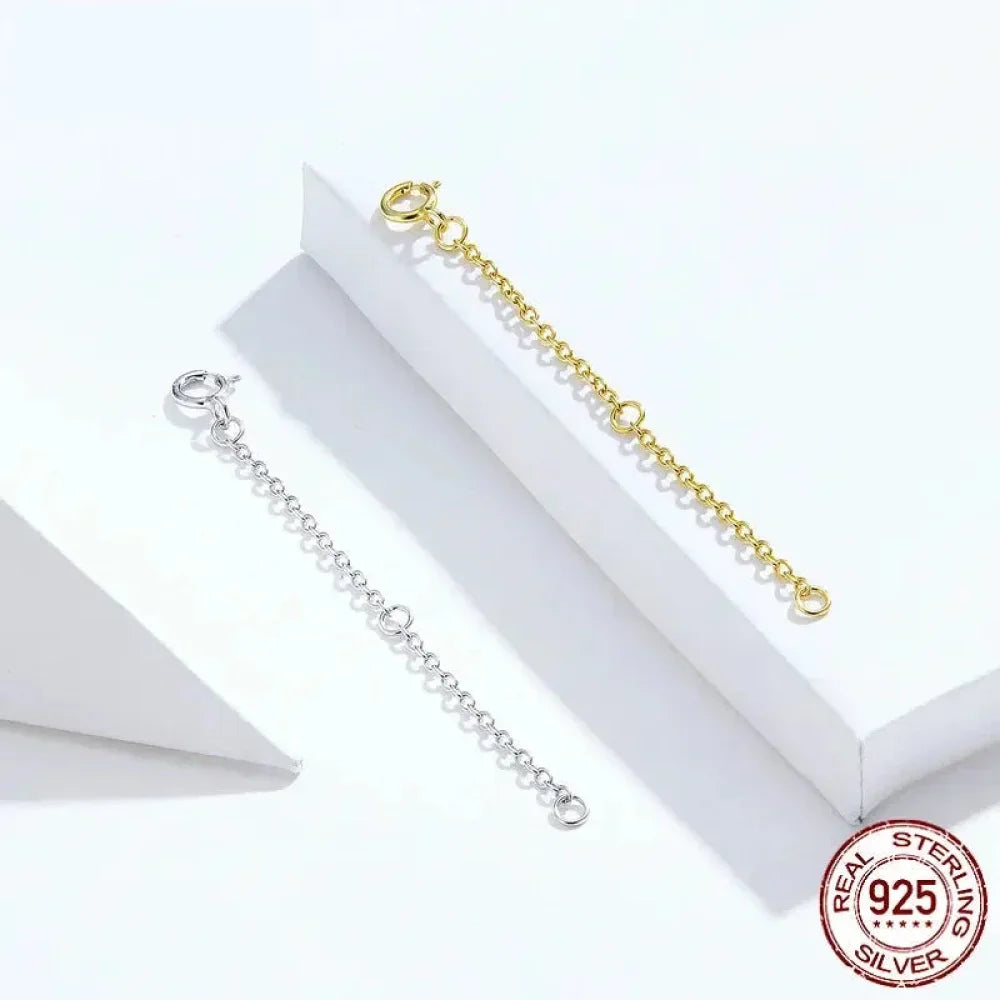 14K Gold Plated 925 Sterling Silver Necklace Extension Chains With Lobster Clasps For Diy Jewelry Making